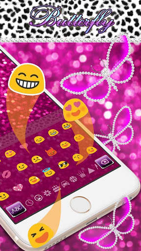 Pink Glitter Diamond Butterfly Keyboard screenshot 3