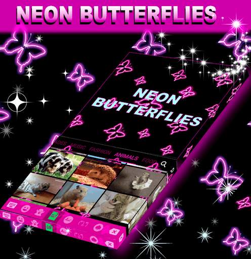 Neon Butterflies Keyboard स्क्रीनशॉट 3