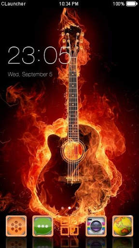 Fire Guitar Theme HD screenshot 1