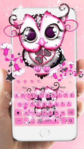 Cartoon Owl Pink Keyboard Theme screenshot 1