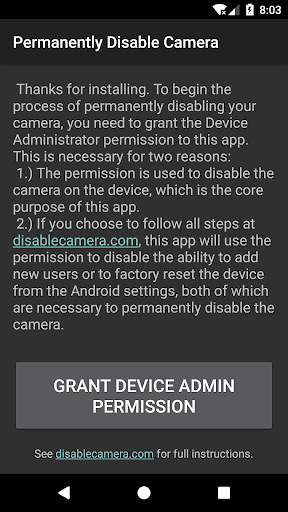 Permanently Disable Camera screenshot 1