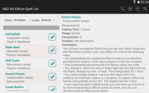 Fifth Edition Spell List Free screenshot 10