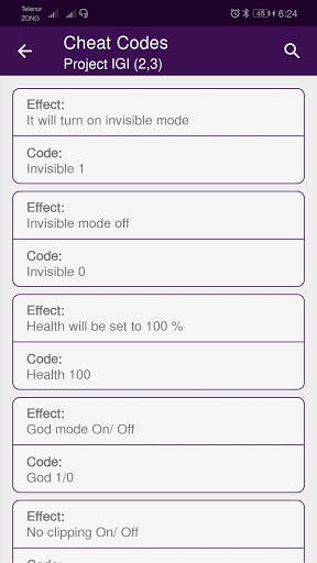 Games Cheat Codes screenshot 6
