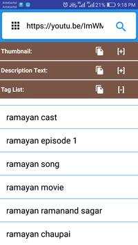 YouTube Video Tag List Finder & Thumbnail Download screenshot 2