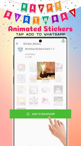 Happy Birthday Animated Stickers For WhatsApp screenshot 4