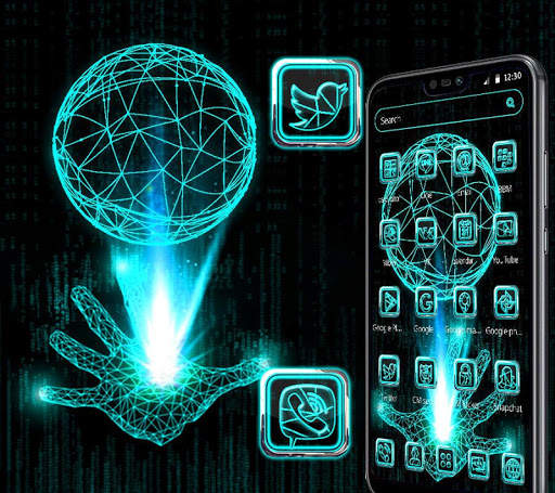 Neon Blue Technology Launcher Theme screenshot 2