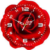 Red Rose Clock Live Wallpaper أيقونة