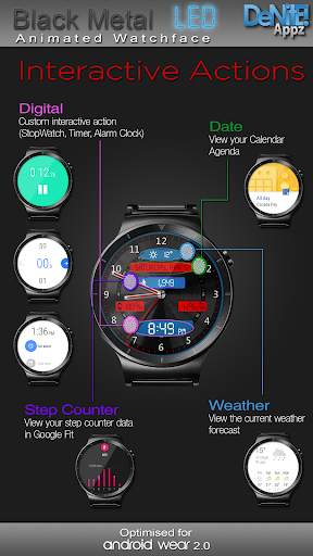 Black Metal LED HD WatchFace Widget Live Wallpaper screenshot 3