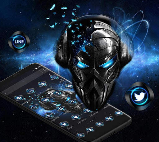 Blue Tech Metallic Skull Theme screenshot 4