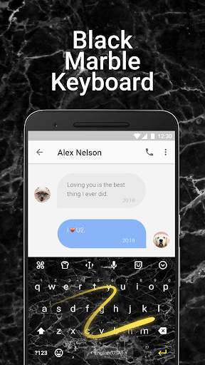 Black Marble Emoji Keyboard Theme for Facemoji screenshot 4