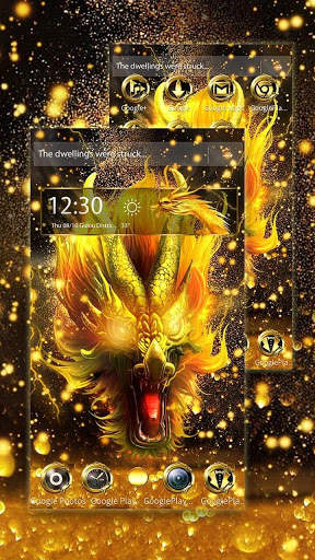3D gold fire dragon theme screenshot 2
