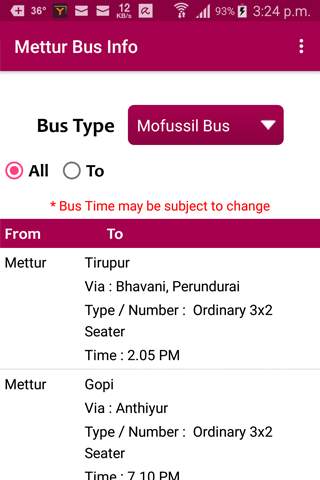 Mettur Bus Info screenshot 7