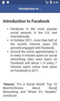 User Guide for Facebook screenshot 1
