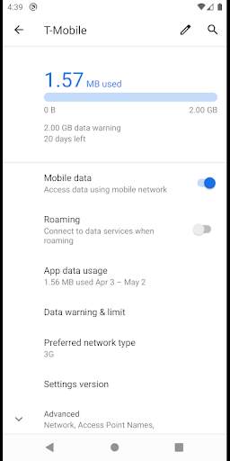 Set Mobile Data screenshot 1
