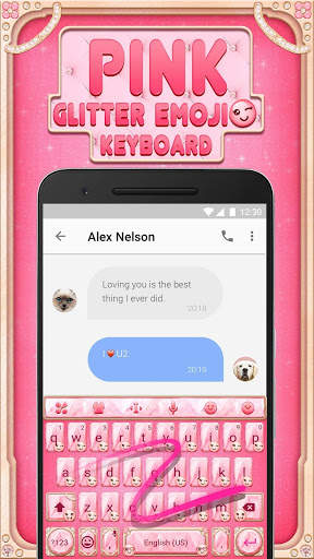 Pink Glitter Emoji Keyboard Theme for Whatsapp screenshot 3