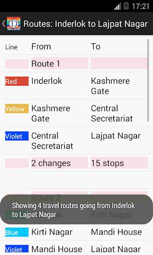 Delhi Metro Route Planner screenshot 2