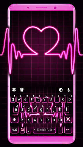 Pink Neon Heart Keyboard Theme screenshot 2