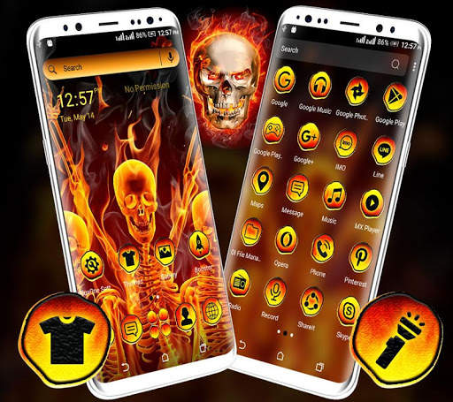 Flaming Skeleton Launcher Theme screenshot 3