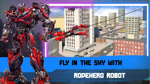 Flying Robot Car Simulator: Real Rope hero game screenshot 4