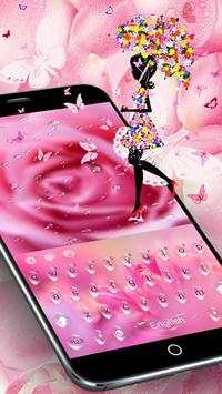 Pink Rose Water Drops Keyboard screenshot 1