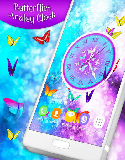 Butterfly Analog Clock 🦋 HD Live Wallpaper screenshot 3