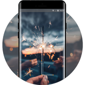 Lock theme for party night pretty fireworks icon