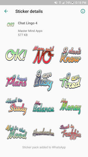 Chat Lingo Text Stickers - WAStickerApps screenshot 1