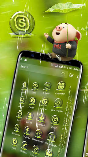 Cute Pig Rainy Launcher Theme screenshot 3