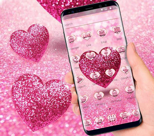 Pink Glitter Love Heart Theme screenshot 4