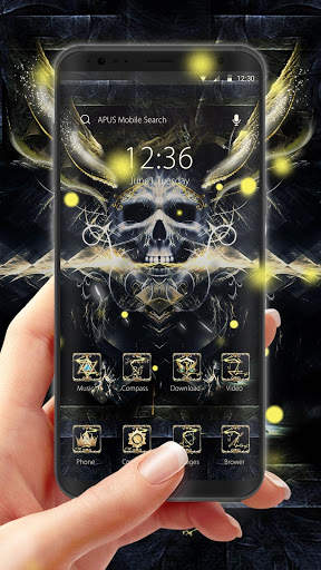Golden Cool Skull- APUS launcher theme&wallpaper screenshot 1
