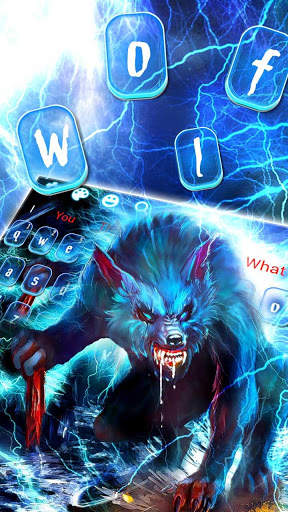 Lightning Blue Wild Wolf Keyboard Theme screenshot 2