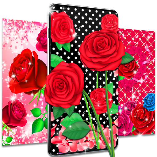 Pink red roses live wallpaper أيقونة