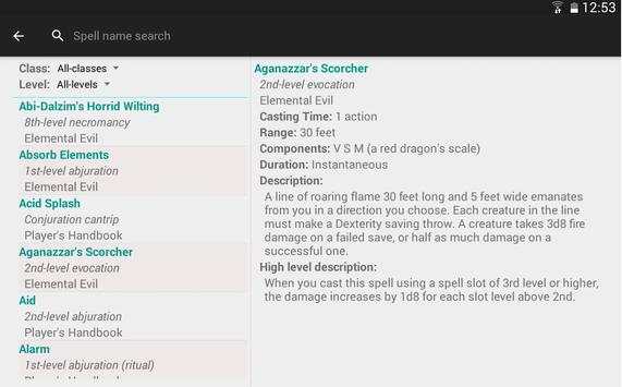 Fifth Edition Spell List Free screenshot 7