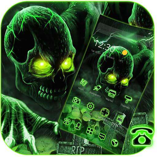 Green Horrific Zombie Skull Theme 1.1.2