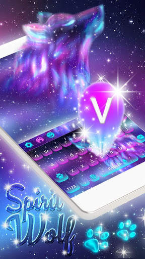Night Sky Spirit Wolf Keyboard Theme screenshot 2