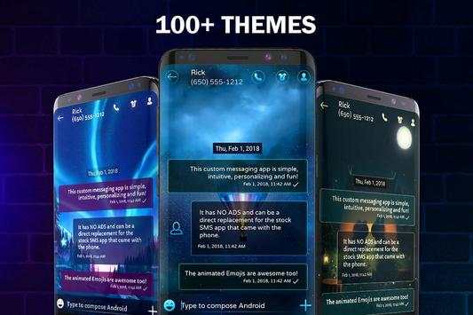 Dark Neon Messenger SMS Theme screenshot 3