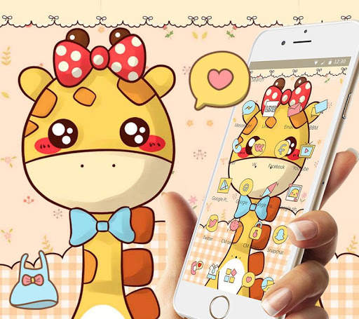 Cute Cartoon Giraffe Bowknot Theme screenshot 2