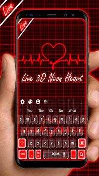 Live 3D Neon Red Heart Keyboard Theme screenshot 2