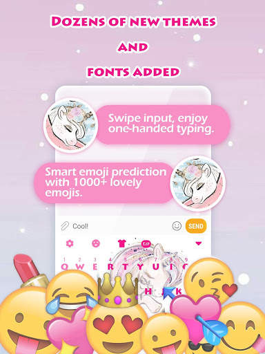 Flower Unicorn Emoji Keyboard Theme screenshot 2