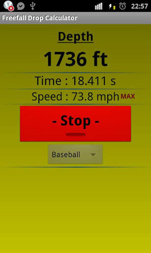 Freefall Depth Stopwatch screenshot 2