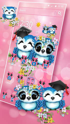 Pink Lovely Cute Owl Theme screenshot 1