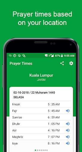 Waktu Solat -Kiblat, Azan, Doa screenshot 1