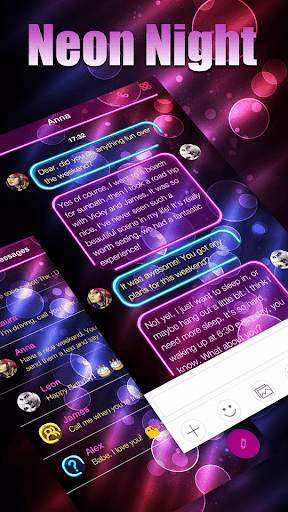 Neon Night Messages Theme скриншот 1