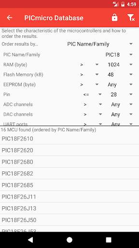 PICmicro Database screenshot 5
