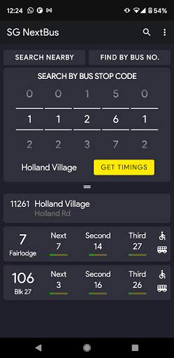 SG NextBus screenshot 1
