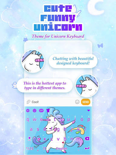 Cute Funny Unicorn Free Keyboard Theme screenshot 1