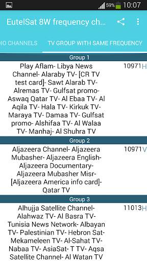 EutelSat 8W Frequency Channels screenshot 3