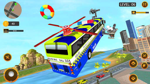 Flying police Bus Public Transport Game 2021 screenshot 5