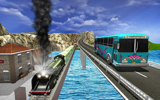 Mercedes Bus vs Train Racing : Bullet train Race screenshot 1