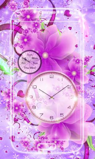 Flowers Analog Clock Live Wallpaper screenshot 1